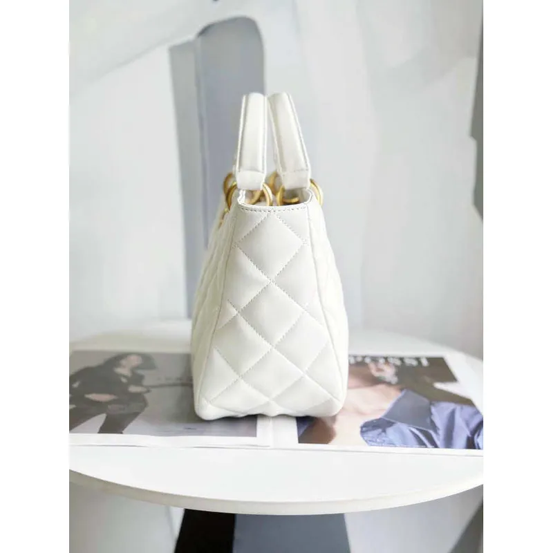 Chanel AS2120 small Shopping Bag Lambskin White
