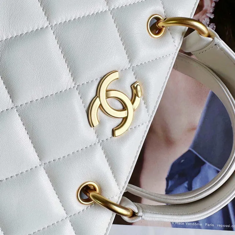 Chanel AS2120 small Shopping Bag Lambskin White