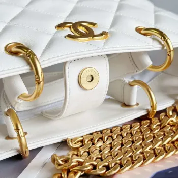 Chanel AS2120 small Shopping Bag Lambskin White
