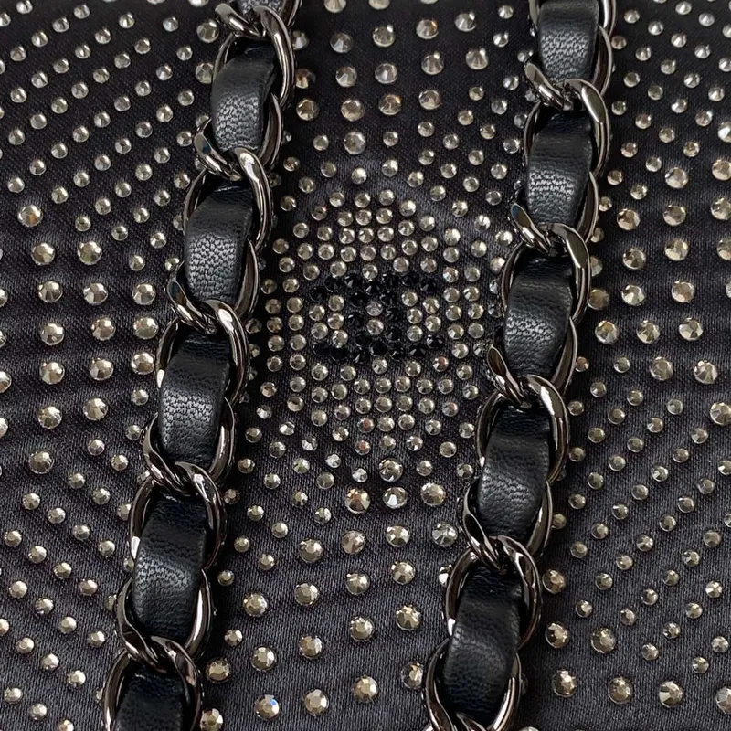 Chanel AS1116 Small Flap bag Velvet Crystal Pearl A69900 Black