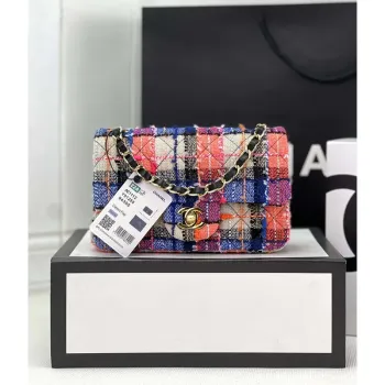 Chanel AS1116 Small Flap bag Woolen A69900 Pink & Blue