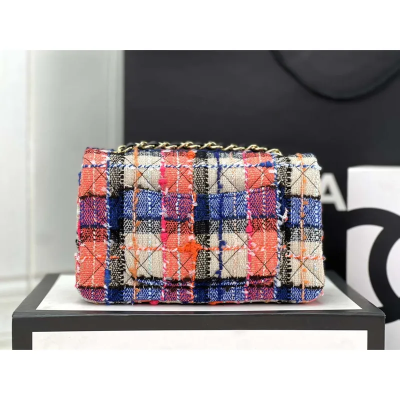 Chanel AS1116 Small Flap bag Woolen A69900 Pink & Blue