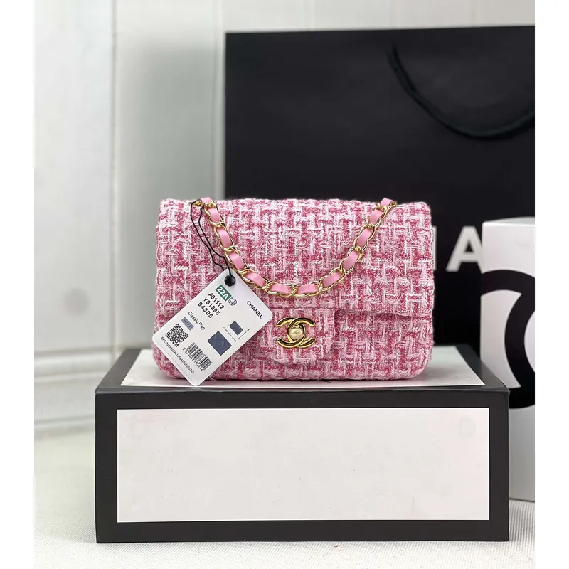 Chanel AS1116 Small Flap bag Woolen A69900 Pink