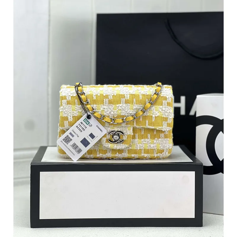 Chanel AS1116 Small Flap bag Woolen A69900 Yellow