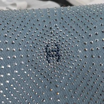 Chanel A01112 Flap Classic Handbag Velvet Crystal pearl Blue