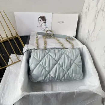Chanel AS1118 Flap bag Satin fabric Light blue