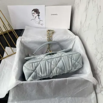 Chanel AS1118 Flap bag Satin fabric Light blue