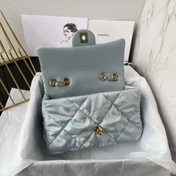 Chanel AS1118 Flap bag Satin fabric Light blue