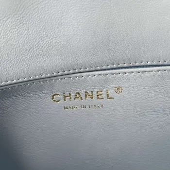 Chanel AS1118 Flap bag Satin fabric Light blue