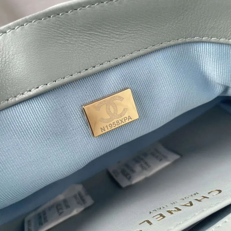 Chanel AS1118 Flap bag Satin fabric Light blue