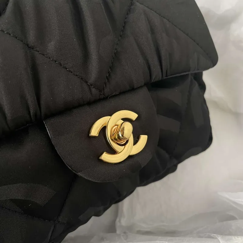 Chanel AS1115 Small Flap bag Satin fabric Black