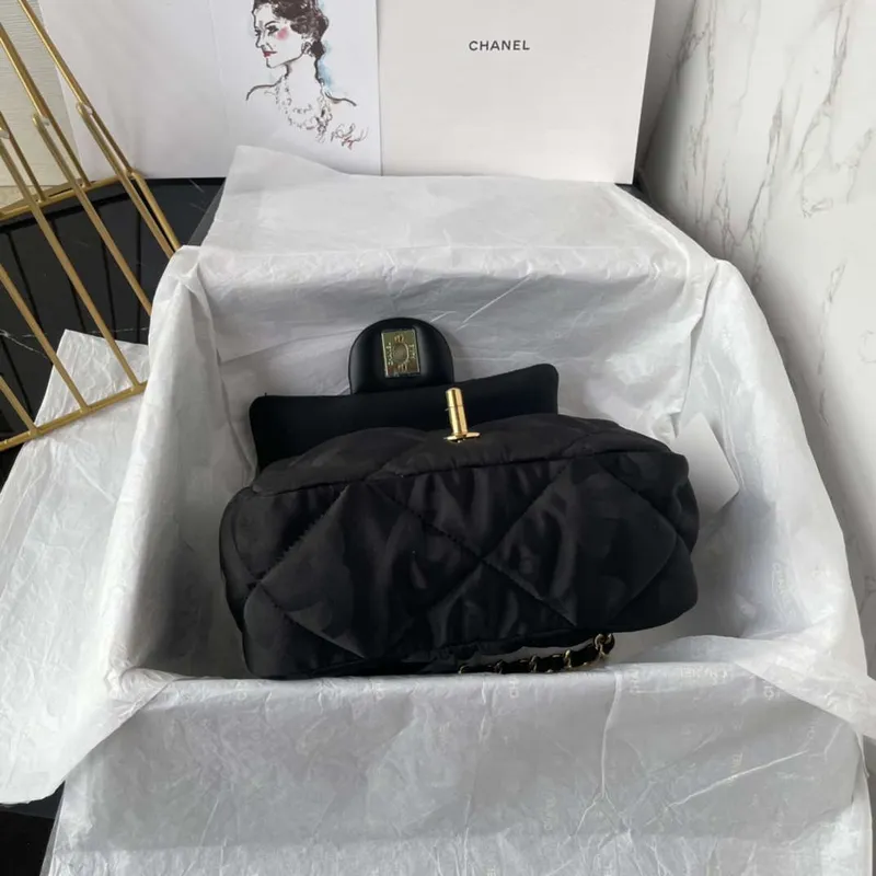 Chanel AS1115 Small Flap bag Satin fabric Black