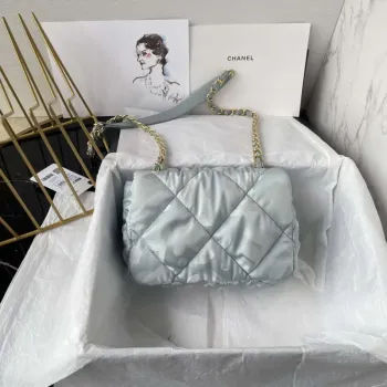 Chanel AS1115 Small Flap bag Satin fabric Light blue