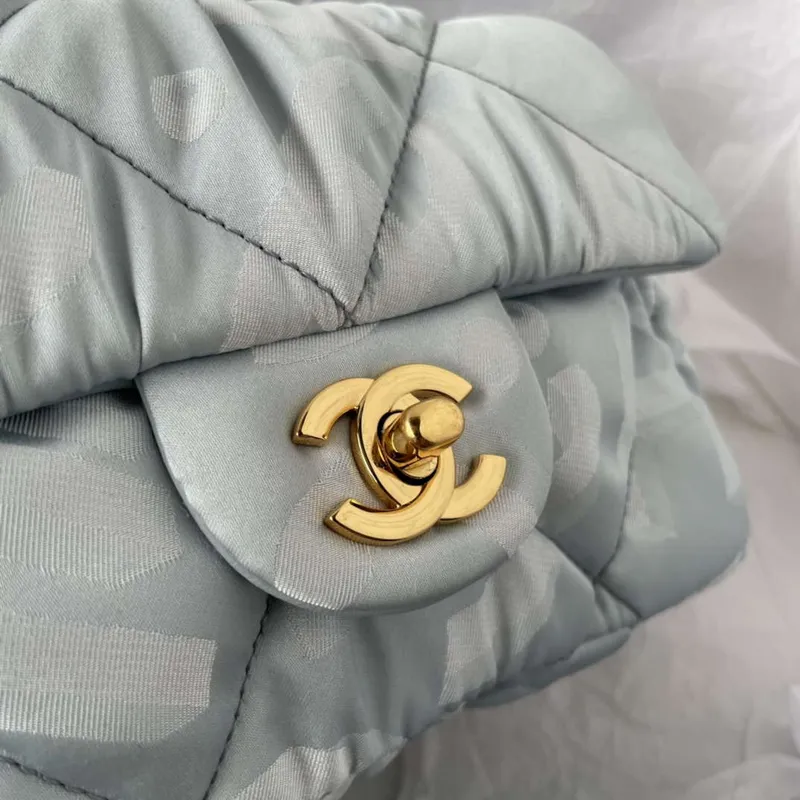 Chanel AS1115 Small Flap bag Satin fabric Light blue