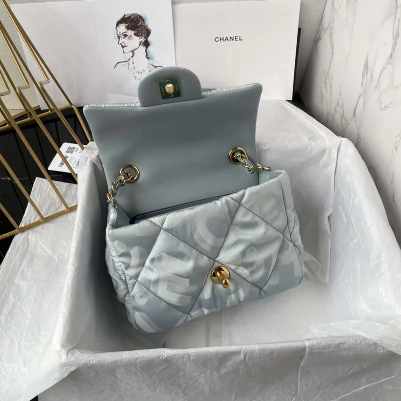 Chanel AS1115 Small Flap bag Satin fabric Light blue