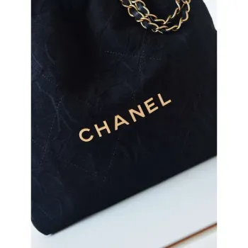 Chanel 22 AS3260 Small Handbag Velvet Black Gold