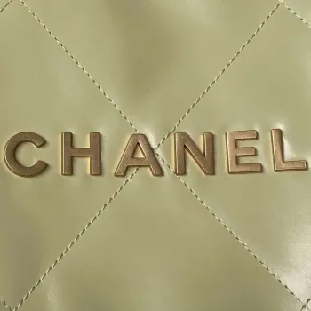 Chanel 22 Bag AS4486 Handbag Shiny Calfskin Yellow With Gold