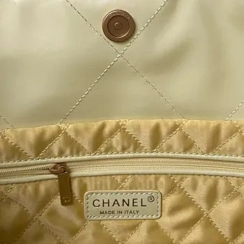 Chanel 22 Bag AS4486 Handbag Shiny Calfskin Yellow With Gold