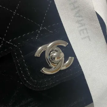 Chanel AS4051 Flap Bag Velvet Silver Metal Black