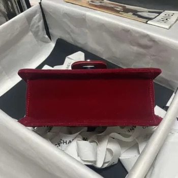 Chanel AS4051 Flap Bag Velvet Silver Metal Wine Red