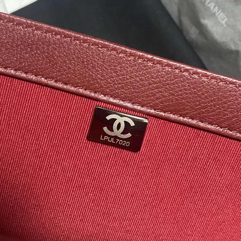 Chanel AS4051 Flap Bag Velvet Silver Metal Wine Red