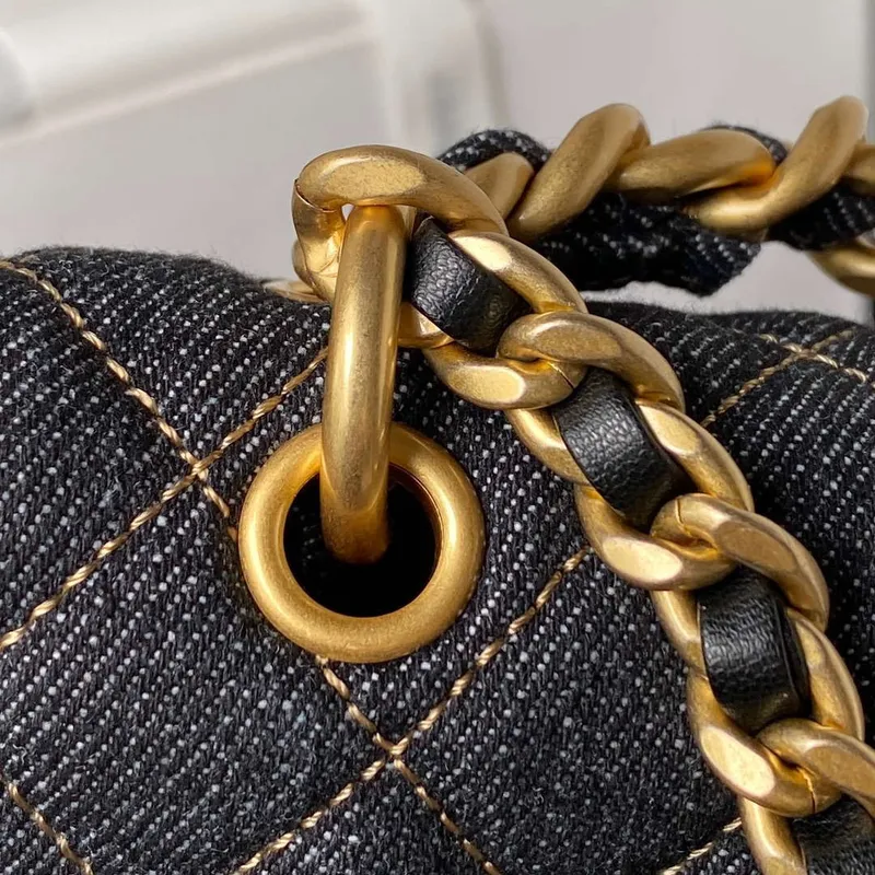 Chanel AS4051 Flap Bag Denim canvas Gold Metal Black