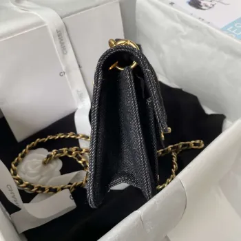 Chanel AS4051 Flap Bag Denim canvas Gold Metal Black