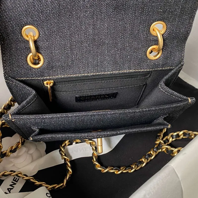 Chanel AS4051 Flap Bag Denim canvas Gold Metal Black