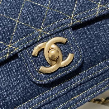 Chanel AS4051 Flap Bag Denim canvas Gold Metal Blue