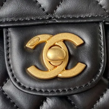 Chanel AS4051 Flap Bag Lambskin Gold Metal Black