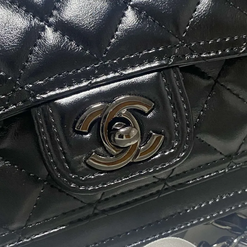 Chanel AS4051 Flap Bag Lambskin Black Metal with Black