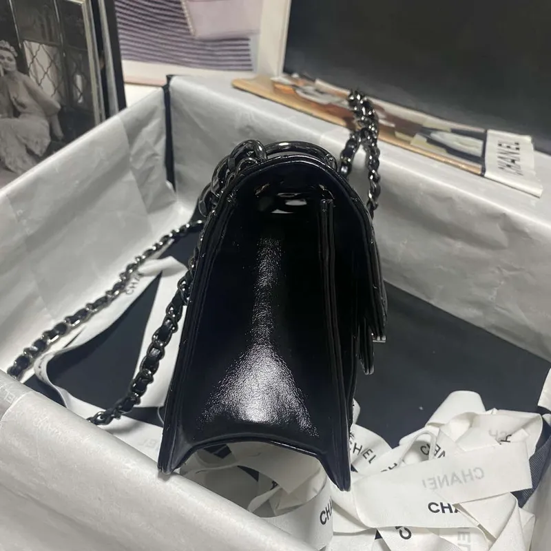 Chanel AS4051 Flap Bag Lambskin Black Metal with Black