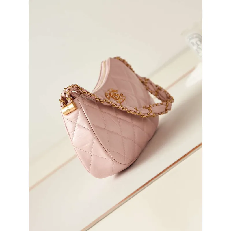 Chanel AS4422 23K Hobo Bag Lambskin Gold Metal Pink
