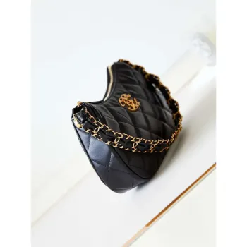 Chanel AS4422 23K Hobo Bag Lambskin Gold Metal Black