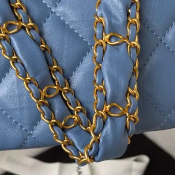 Chanel AP3647 23K Small Hobo Bag Lambskin Gold Metal Blue