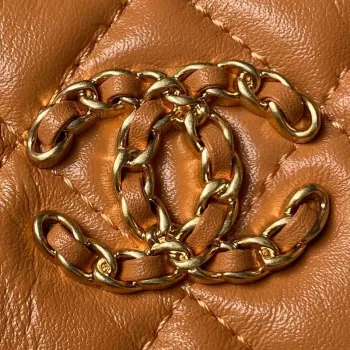 Chanel AP3647 23K Small Hobo Bag Lambskin Gold Metal Caramel