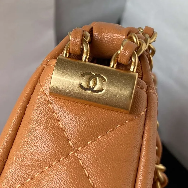 Chanel AP3647 23K Small Hobo Bag Lambskin Gold Metal Caramel