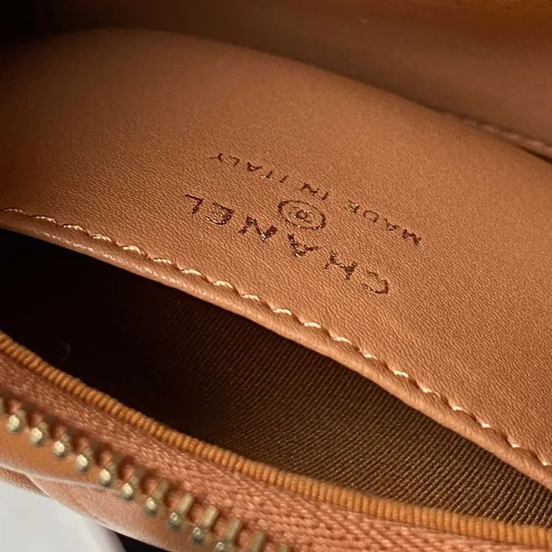 Chanel AP3647 23K Small Hobo Bag Lambskin Gold Metal Caramel