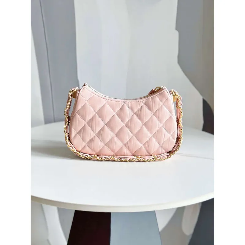 Chanel AP3647 23K Small Hobo Bag Lambskin Gold Metal Pink