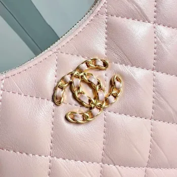 Chanel AP3647 23K Small Hobo Bag Lambskin Gold Metal Pink