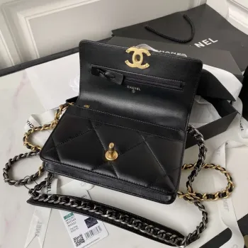 Chanel AP3267 19 Wallet on Chain Woc Shiny Lambskin Black
