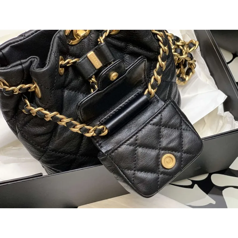 Chanel AS3947 Small Backpack Lambski & Gold Tone Metal Black