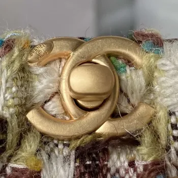 Chanel AS3947 Small Backpack Wool Tweed Lambski & Gold Tone Metal Brown