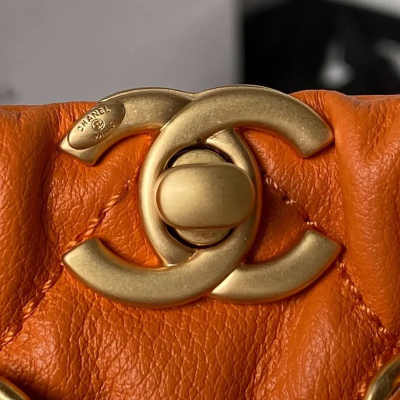 Chanel AS3947 Small Backpack Lambski & Gold Tone Metal Orange