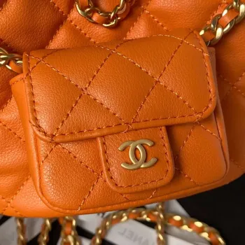 Chanel AS3947 Small Backpack Lambski & Gold Tone Metal Orange
