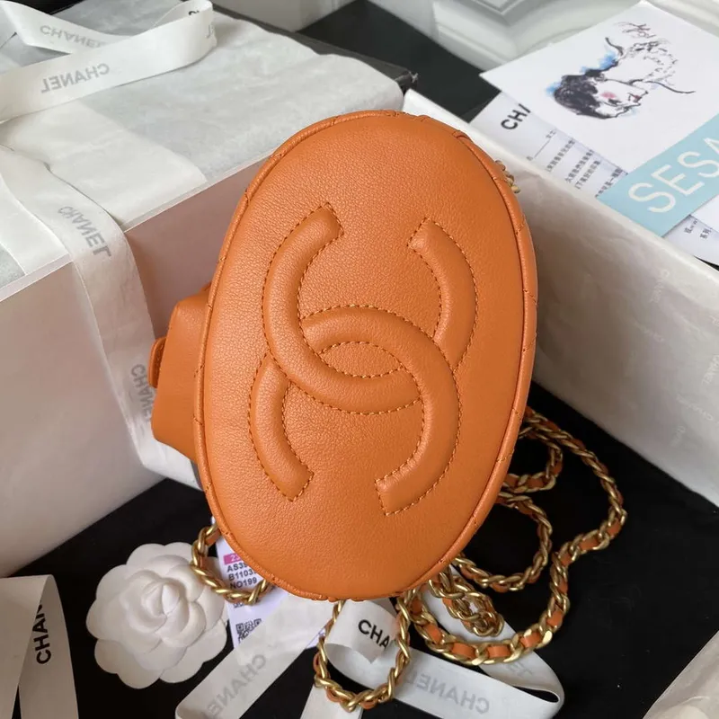 Chanel AS3947 Small Backpack Lambski & Gold Tone Metal Orange