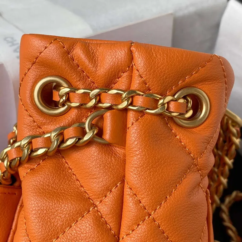 Chanel AS3947 Small Backpack Lambski & Gold Tone Metal Orange