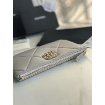 Chanel AP1059 Pouche Lambskin bag Wallet Card Holder Gray