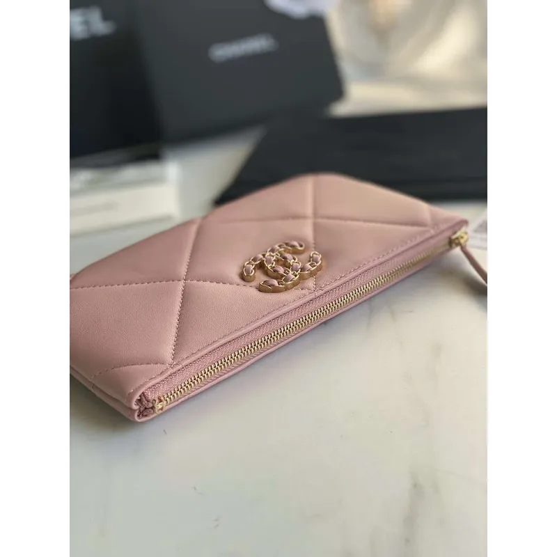 Chanel AP1059 Pouche Lambskin bag Wallet Card Holder Pink
