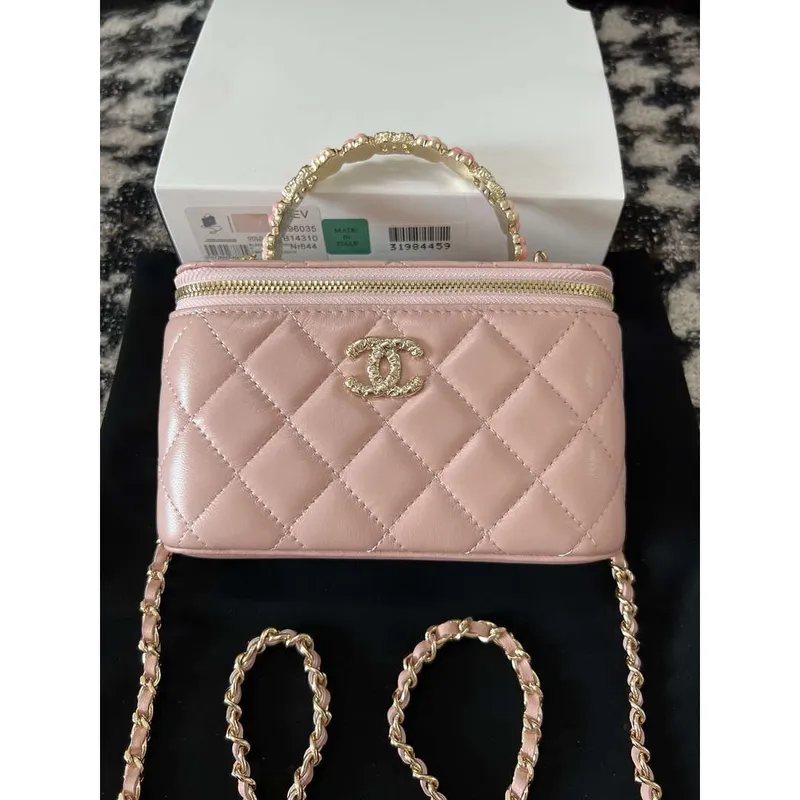 Chanel A96035 CLUTCH Lambskin Vanity Box bag Pink